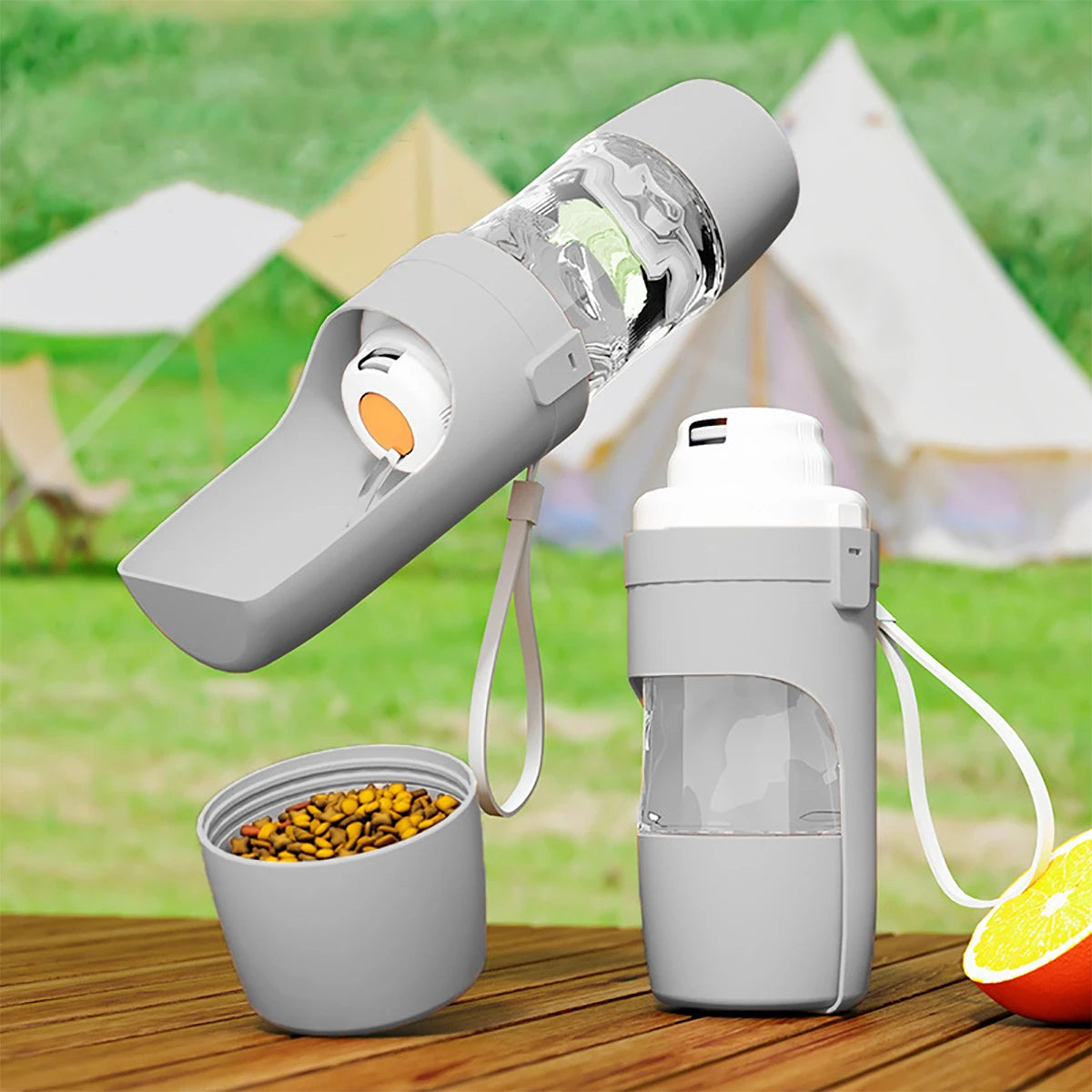 PupSup Portable Pet Water Bottle | 2-in-1 Food & Water Travel Feeder for Dogs & Cats