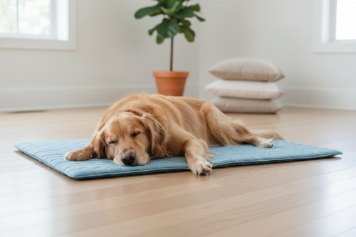 Cooling Mat – golden retriever relaxing